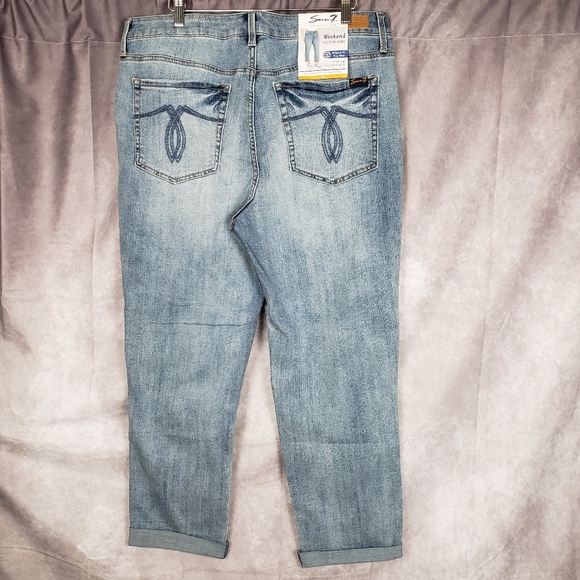 Seven7 Womens Weekend Easy Fit Boyfriend Jeans High Rise Rolled Cuffs Size 12 - Picture 3 of 15